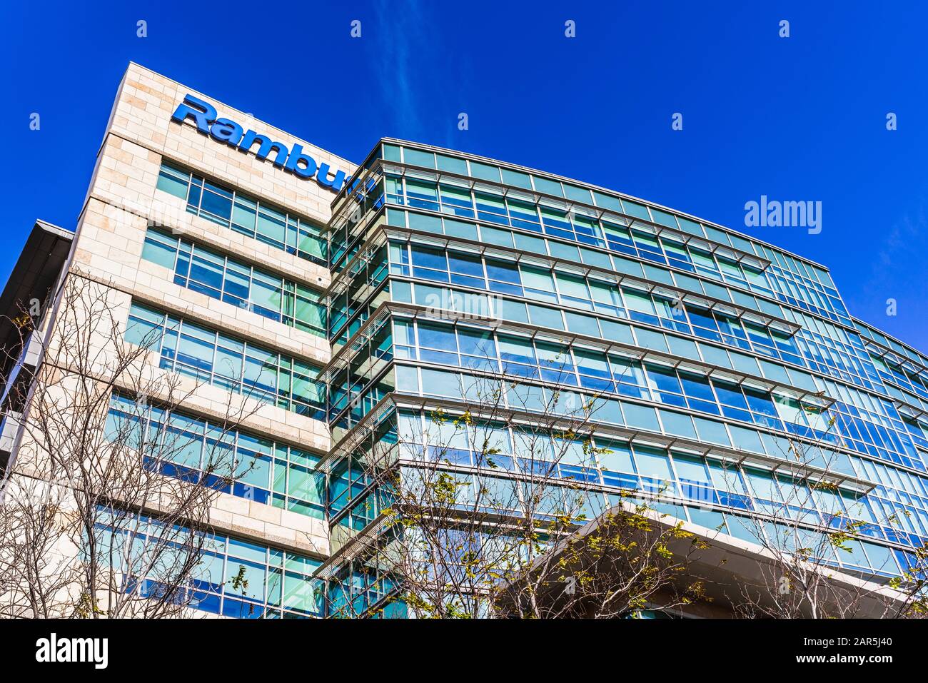 Jan 24, 2020 Sunnyvale / CA / USA - Rambus corporate headquarters in Silicon Valley. Rambus Inc. is an American technology licensing company specializ Stock Photo