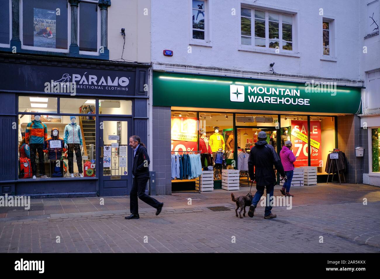 Outdoor clothing shops in Keswick. Stock Photo