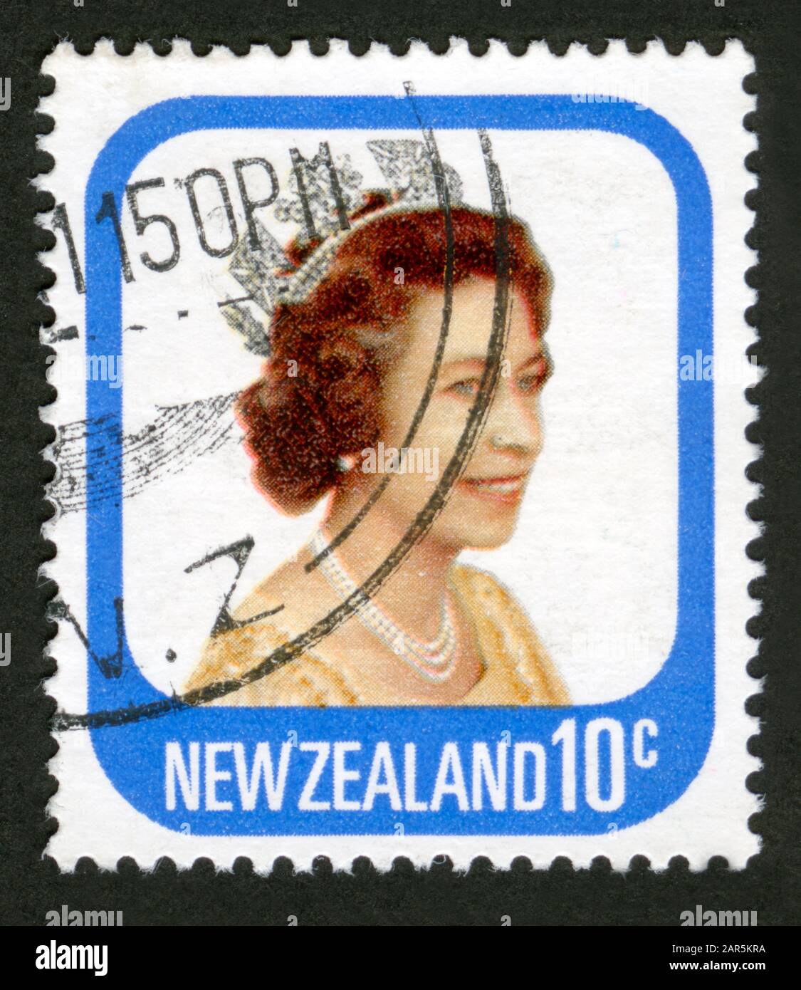 Stamp print in New Zealand,Queen Elizabeth II,portrait Stock Photo Alamy