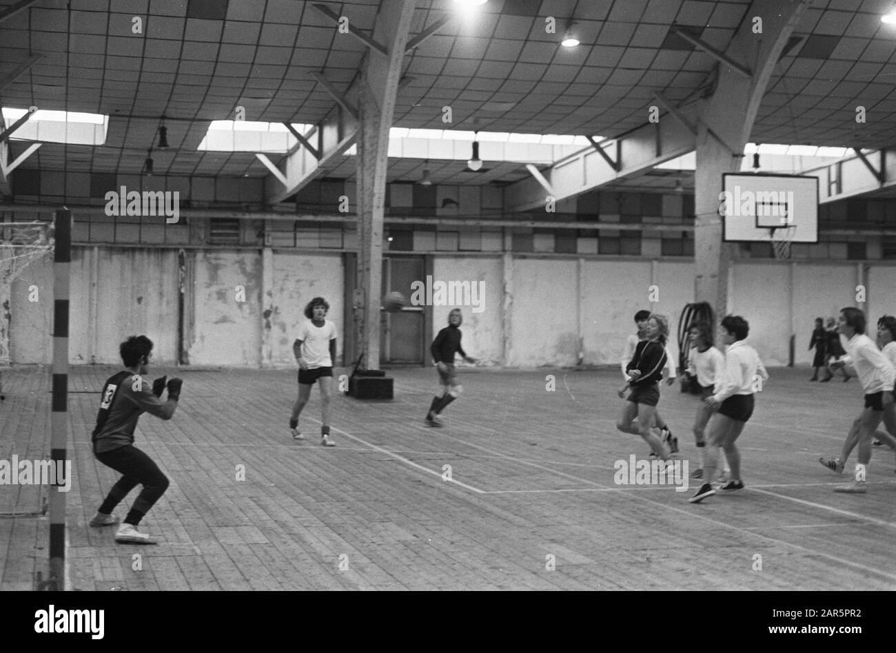 Christmas tournament for students Amsterdam, hall handball match in old ...