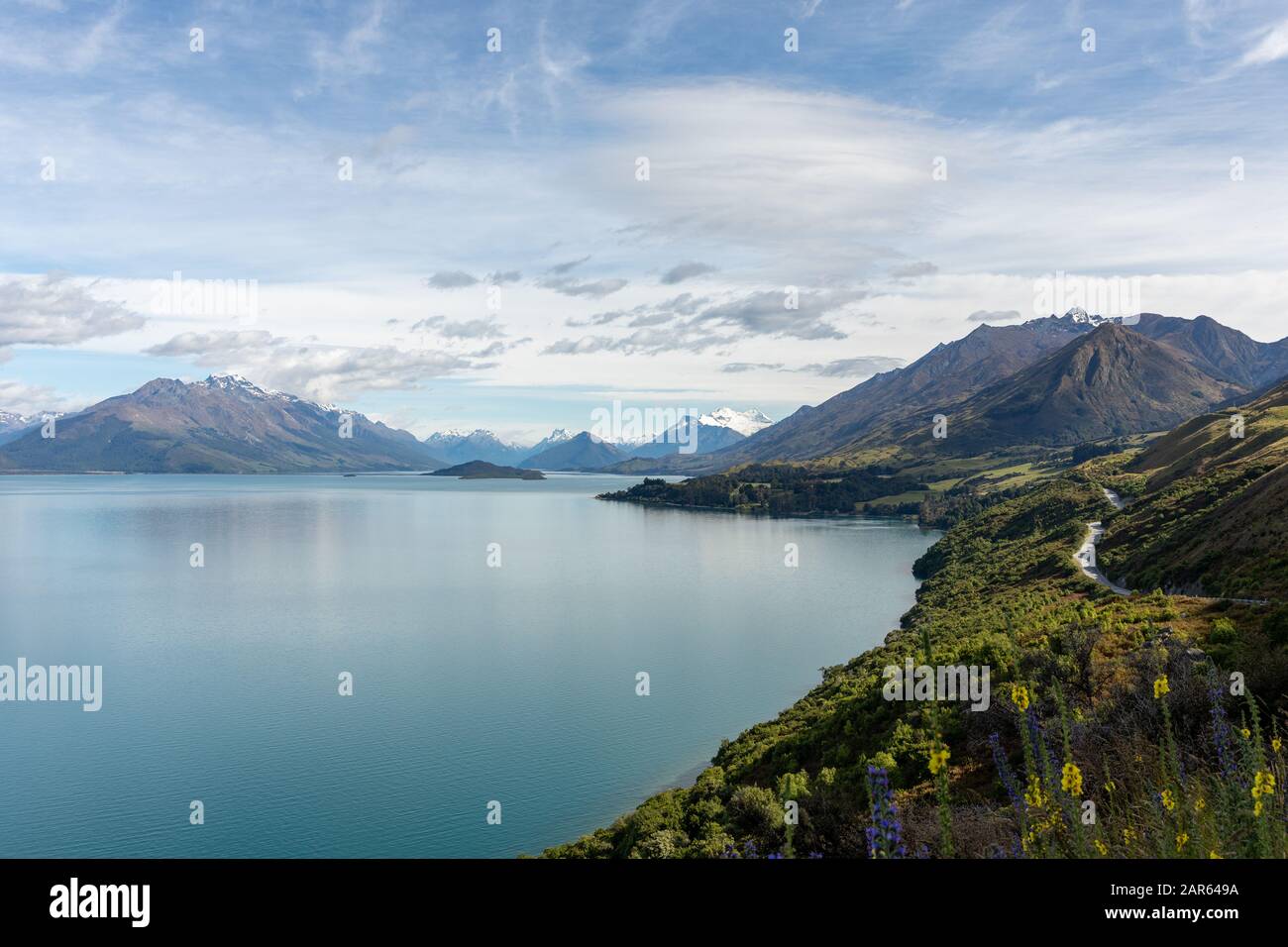 Lake Wakatipu near Glenorchy on the South Island of New Zealand Stock ...