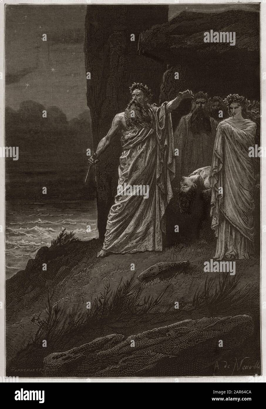 Sacrifice humain par les druide d'apres Alphonse de Neuville Druids