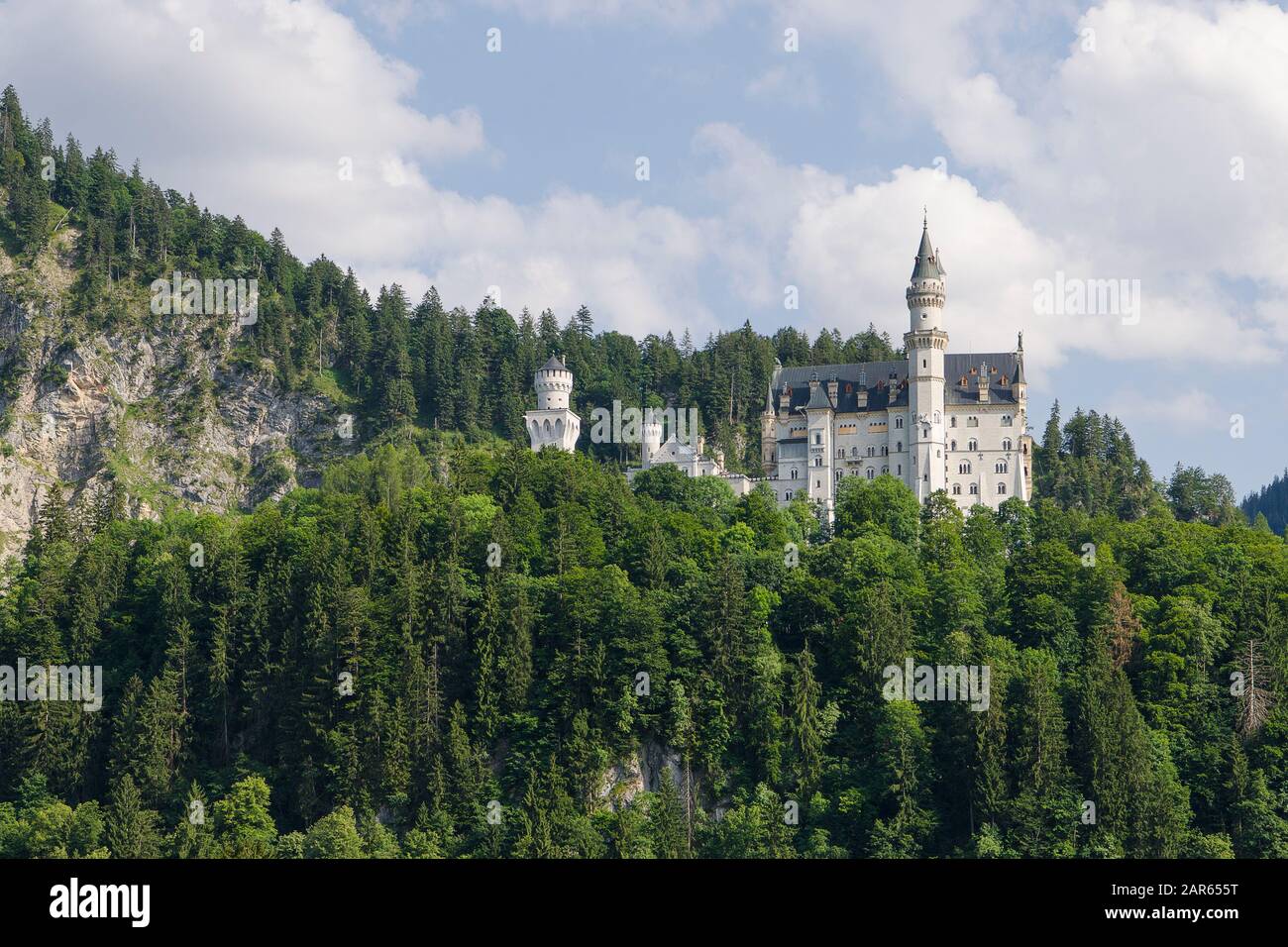 Schwangau, Bavaria, Germany - July 20, 2019; Neu Schwanstein the famous caslte of Ludwig II, which was the inspiration for Disney to build the Cindere Stock Photo