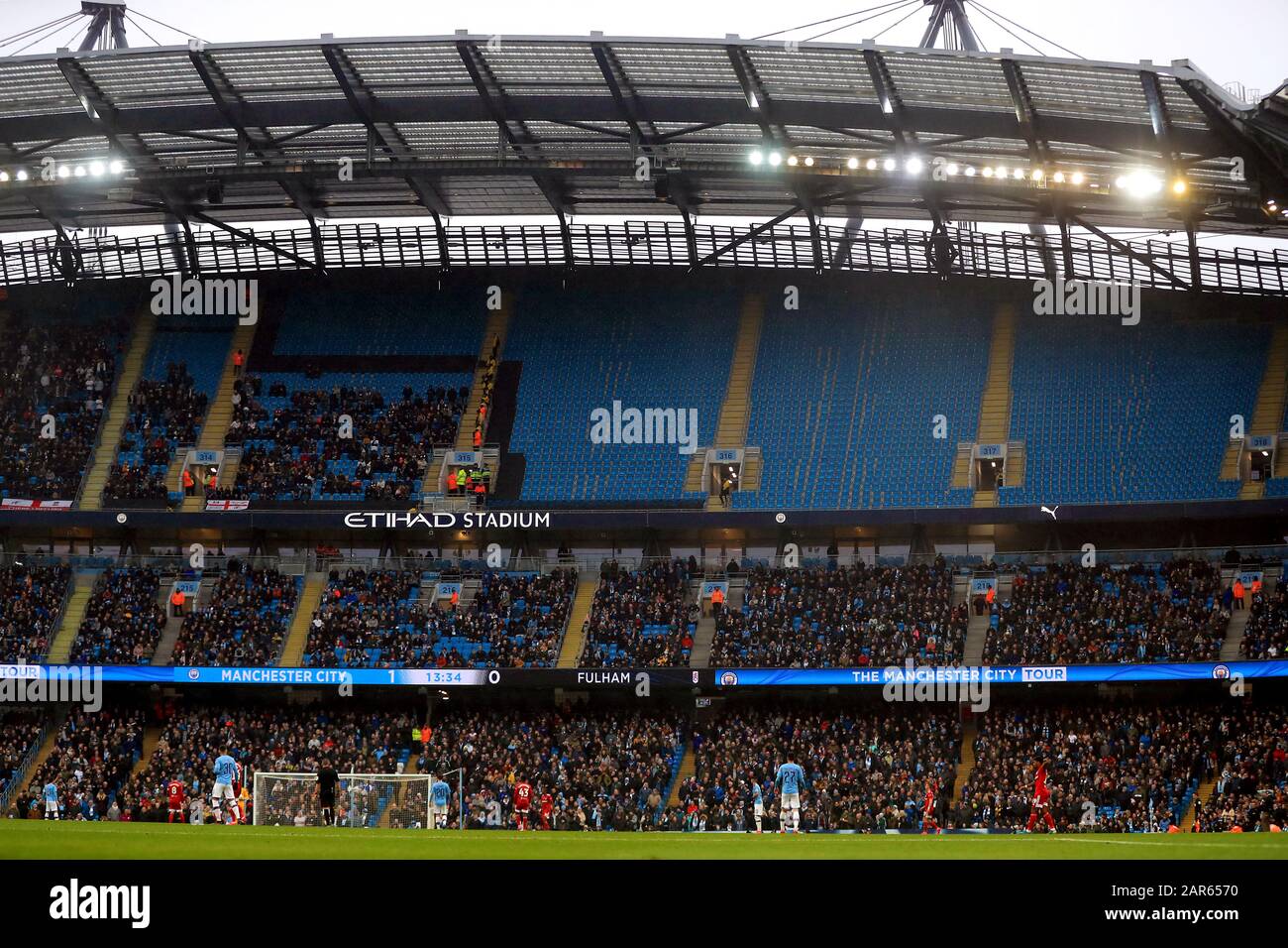 Empty seats in the stadium during the FA Cup fourth round match at the Etihad  Stadium, Manchester Stock Photo - Alamy