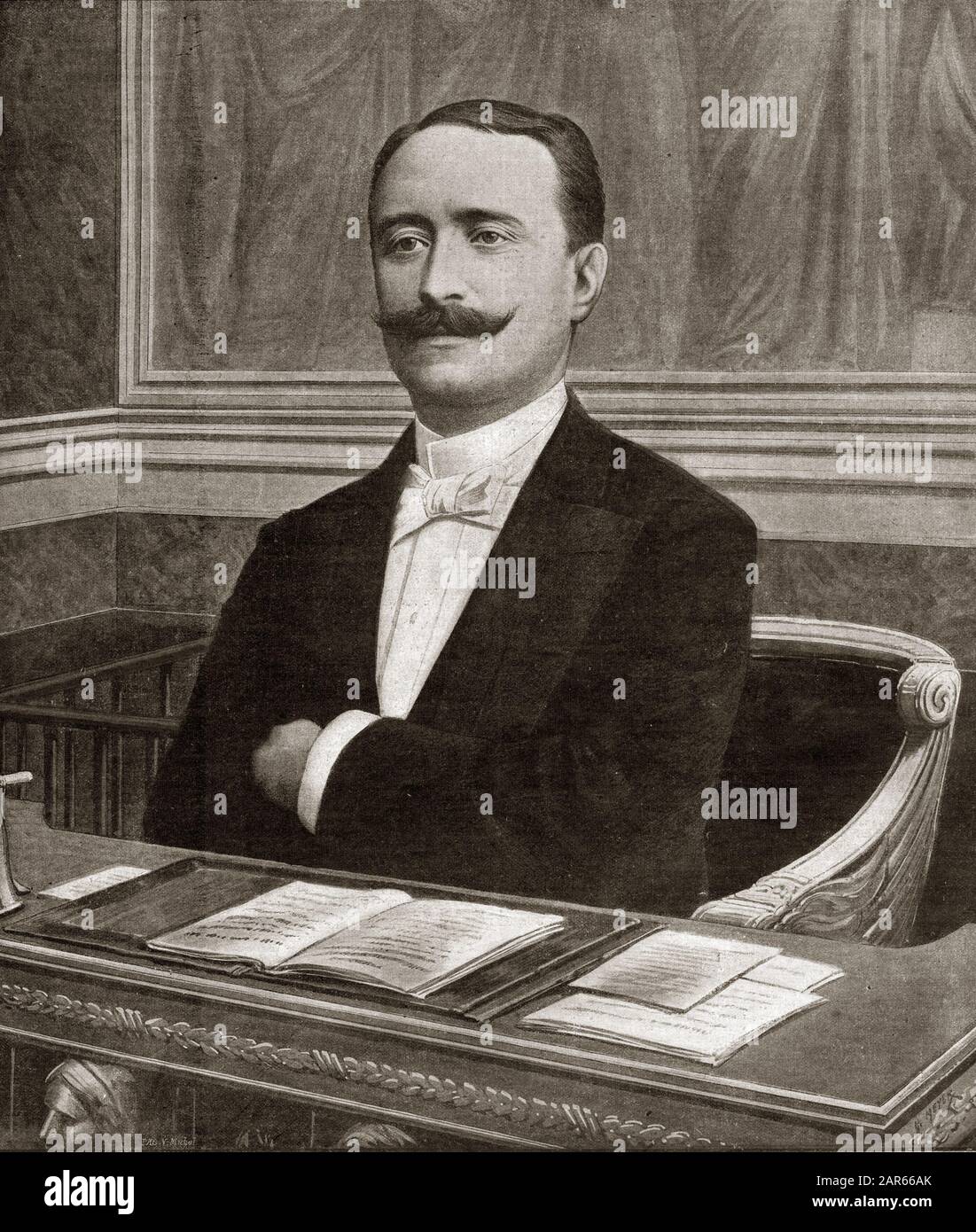 Le nouveau President de la chambre des deputes Paul Deschanel  (1855-1922) -  Frontpage of french newspaper 'Le Petit Journal' june 26, 1898 : Paul De Stock Photo