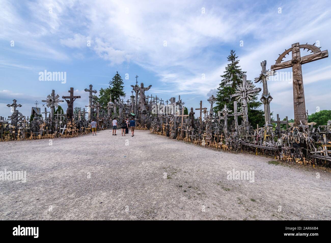 General view on Hill of Crosses in Lithuania Stock Photo