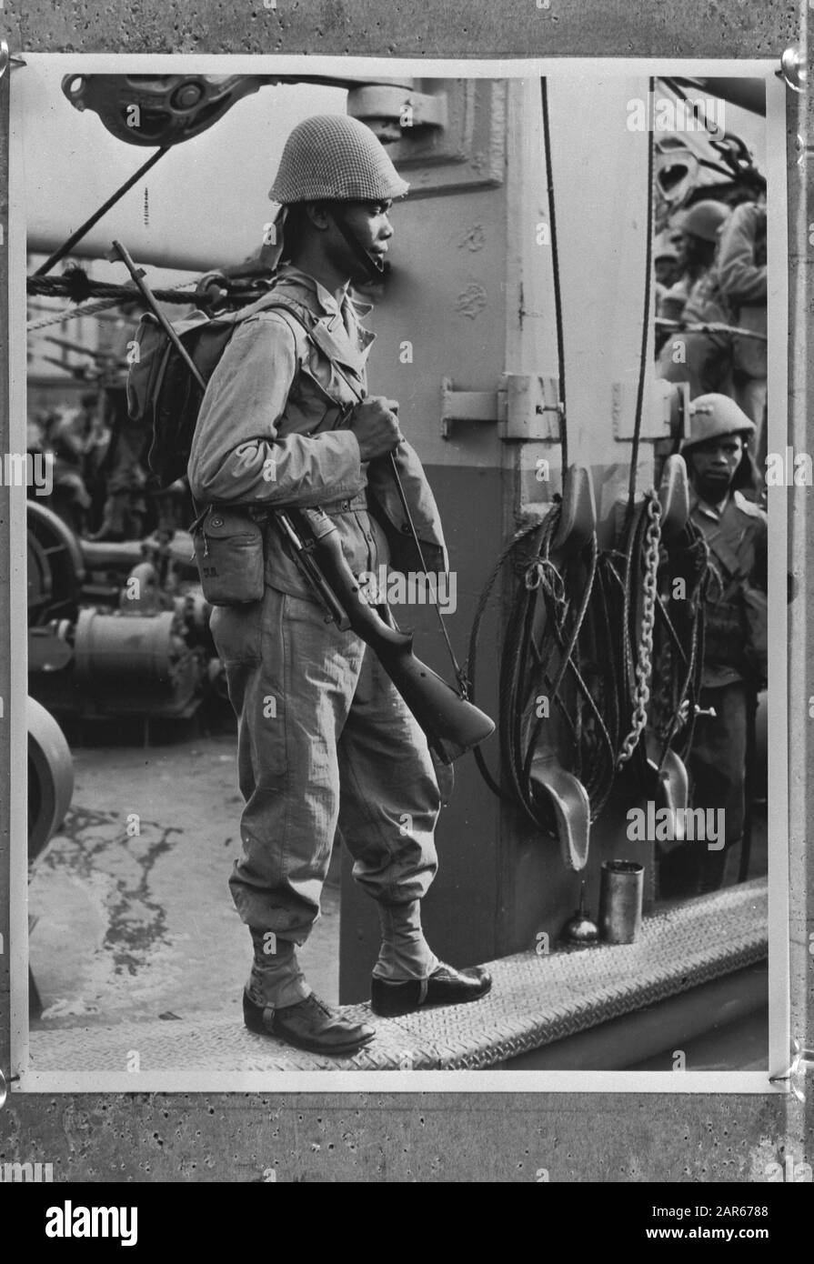 Royal Dutch Indian Army (KNIL), Australia. From Suriname, Dutch, Caribbean Indians, Creoles arrive along with Javanese and Hindu people. The contingent is called: West Indian forces of the KNIL Date: 1944 Location: Australia Keywords: army, soldiers, World War II Stock Photo