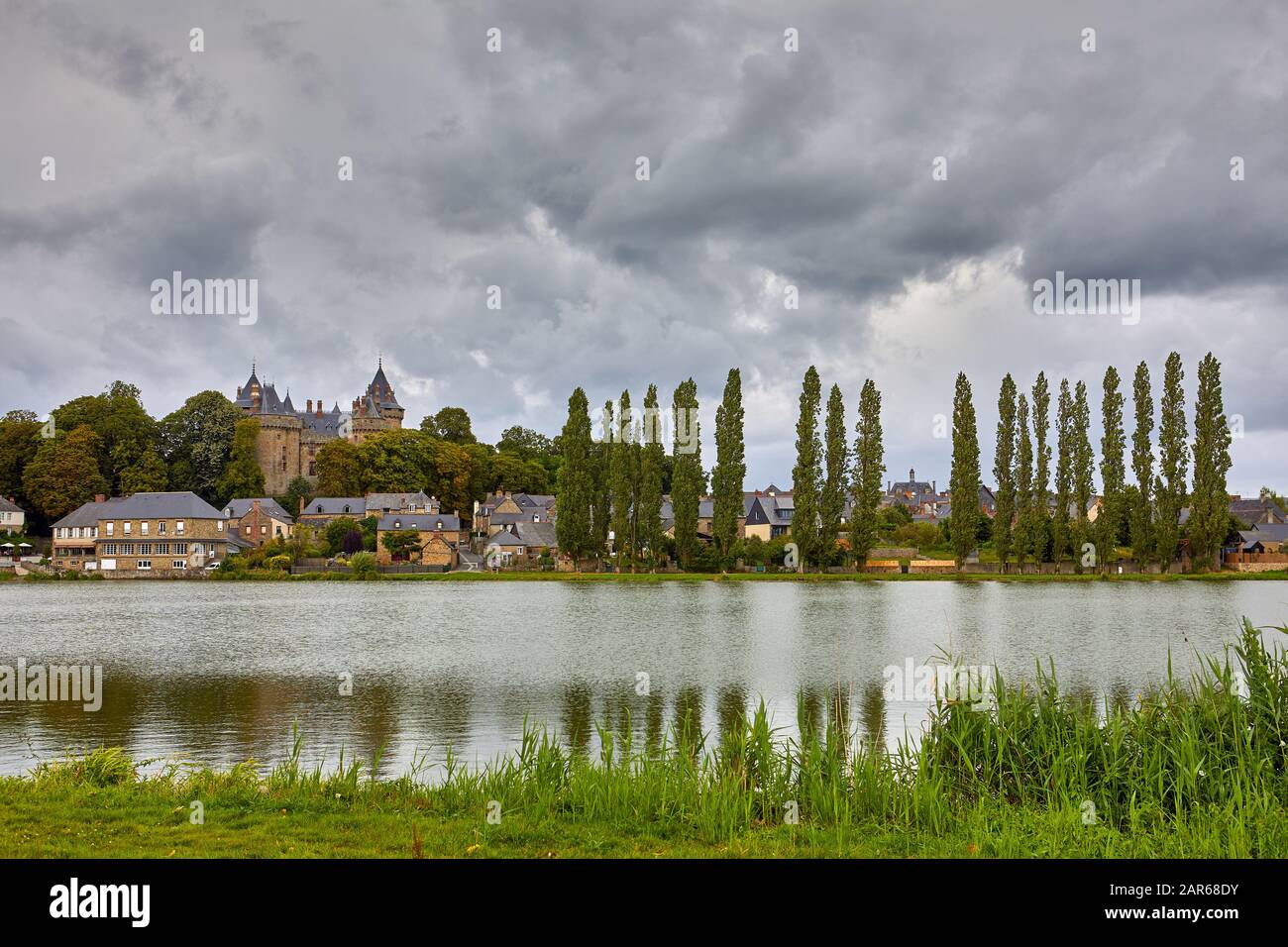 Image of Combourg from Lac Tranquille. France Stock Photo