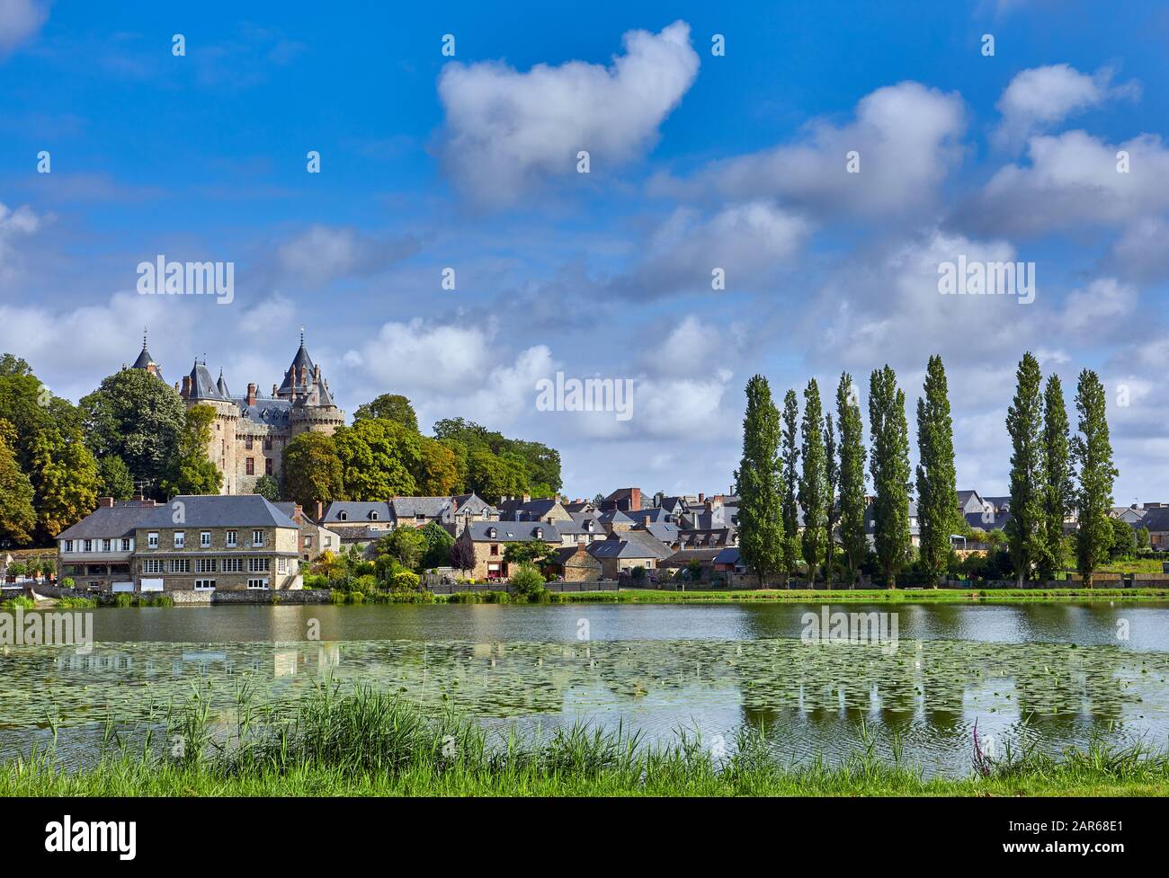 Image of Combourg from Lac Tranquille. France Stock Photo