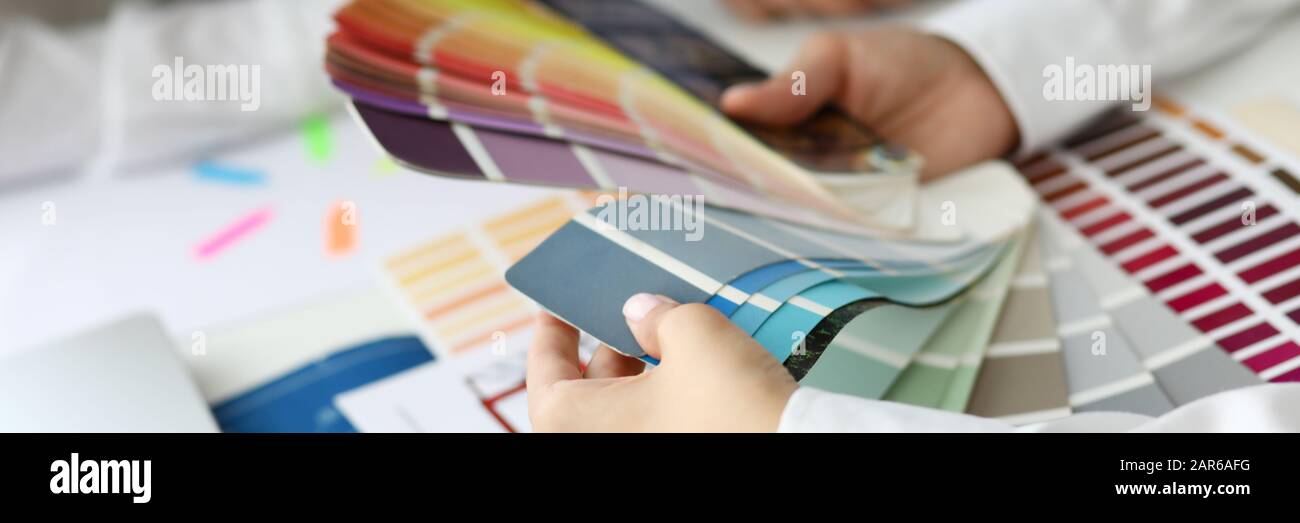 Tender hands of smart female Stock Photo
