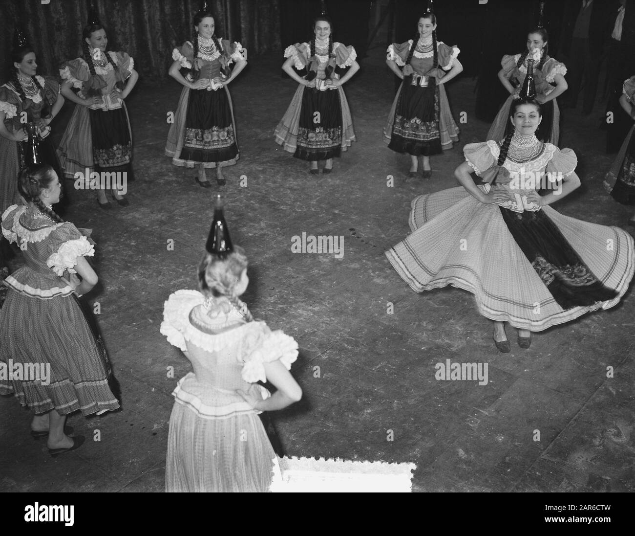 First rehearsal Hungarian dance group in Amsterdam Date: March 8, 1955 Location: Amsterdam, Noord-Holland Keywords: rehearsals Institution name: Carré Stock Photo