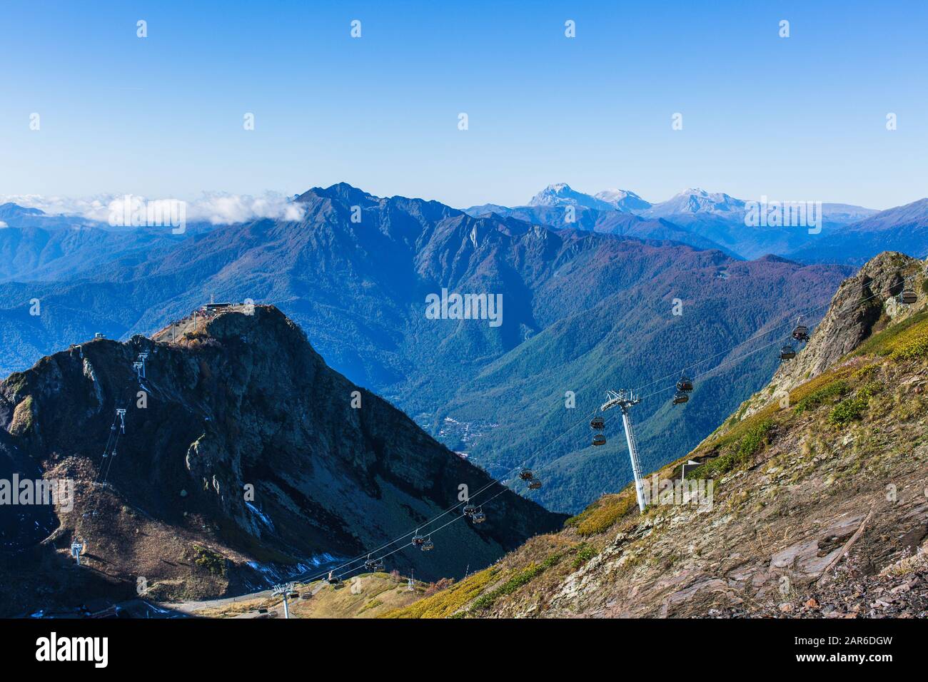 Caucasus Mountains, Krasnodar Territory, Sochi, Rosa Khutor, panorama Stock Photo