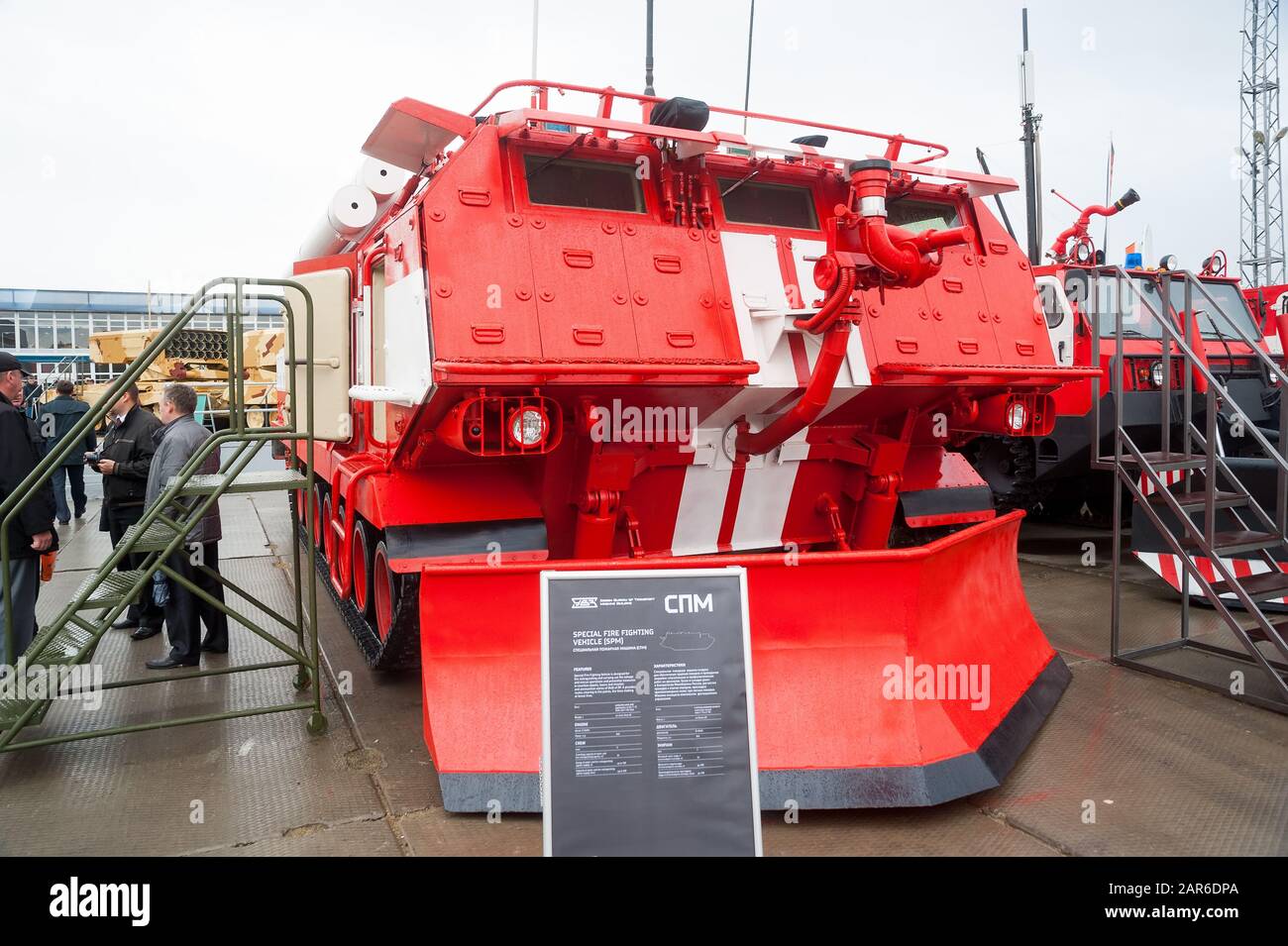 Special fire fighting vehicle SPM on exhibition Stock Photo