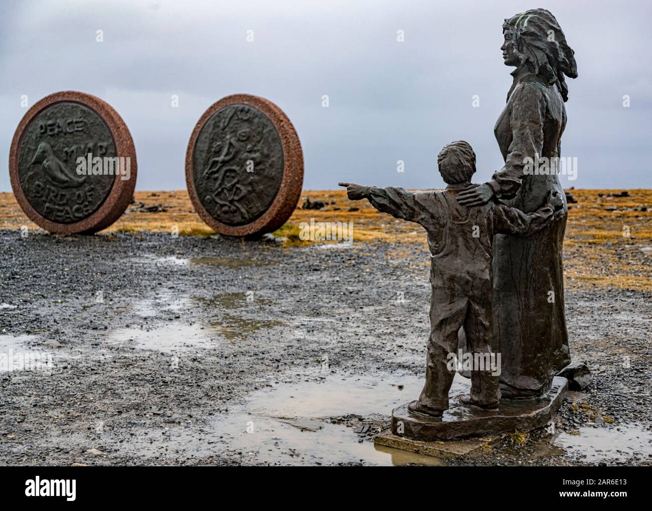 Children of the World Sculpture, North Cape, Norway Stock Photo