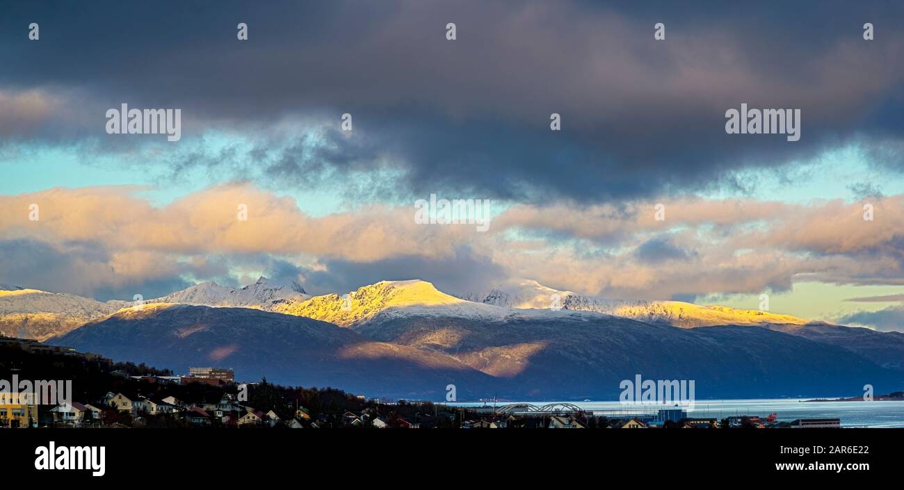 The Mountains Behind Tromso, Norway Stock Photo
