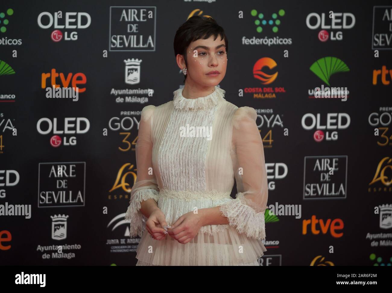Greta Fernandez attends the 34th edition of Spanish Film Academy's Goya Awards ceremony, at Jose Maria Martin Carpena sport palace. Stock Photo