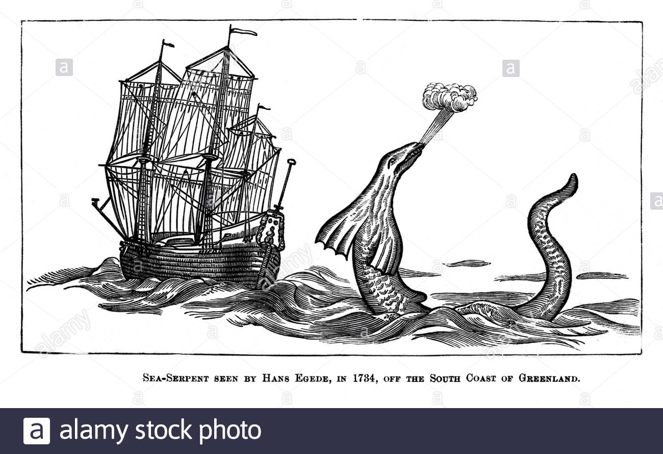 Sea Serpent, vintage illustration from 1886 Stock Photo