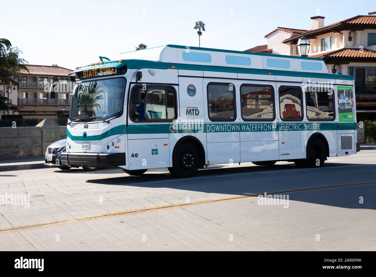 Downtown Waterfront electric shuttle bus in Santa Barbara, California ...
