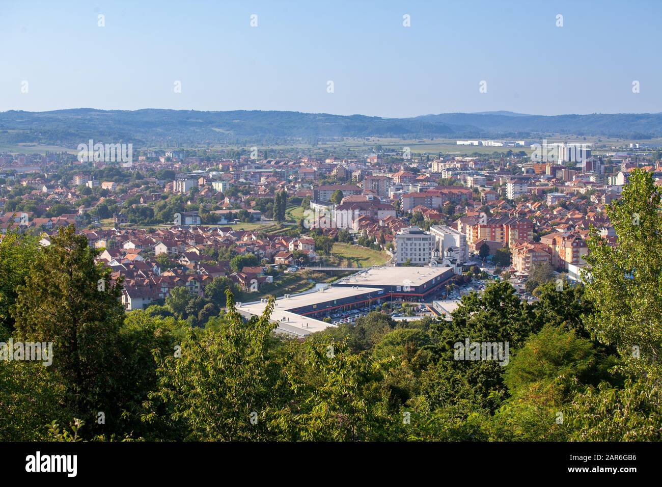 City Panorama of Jagodina is a city and the administrative center of the Pomoravlje District in Šumadija, Central Serbia Stock Photo