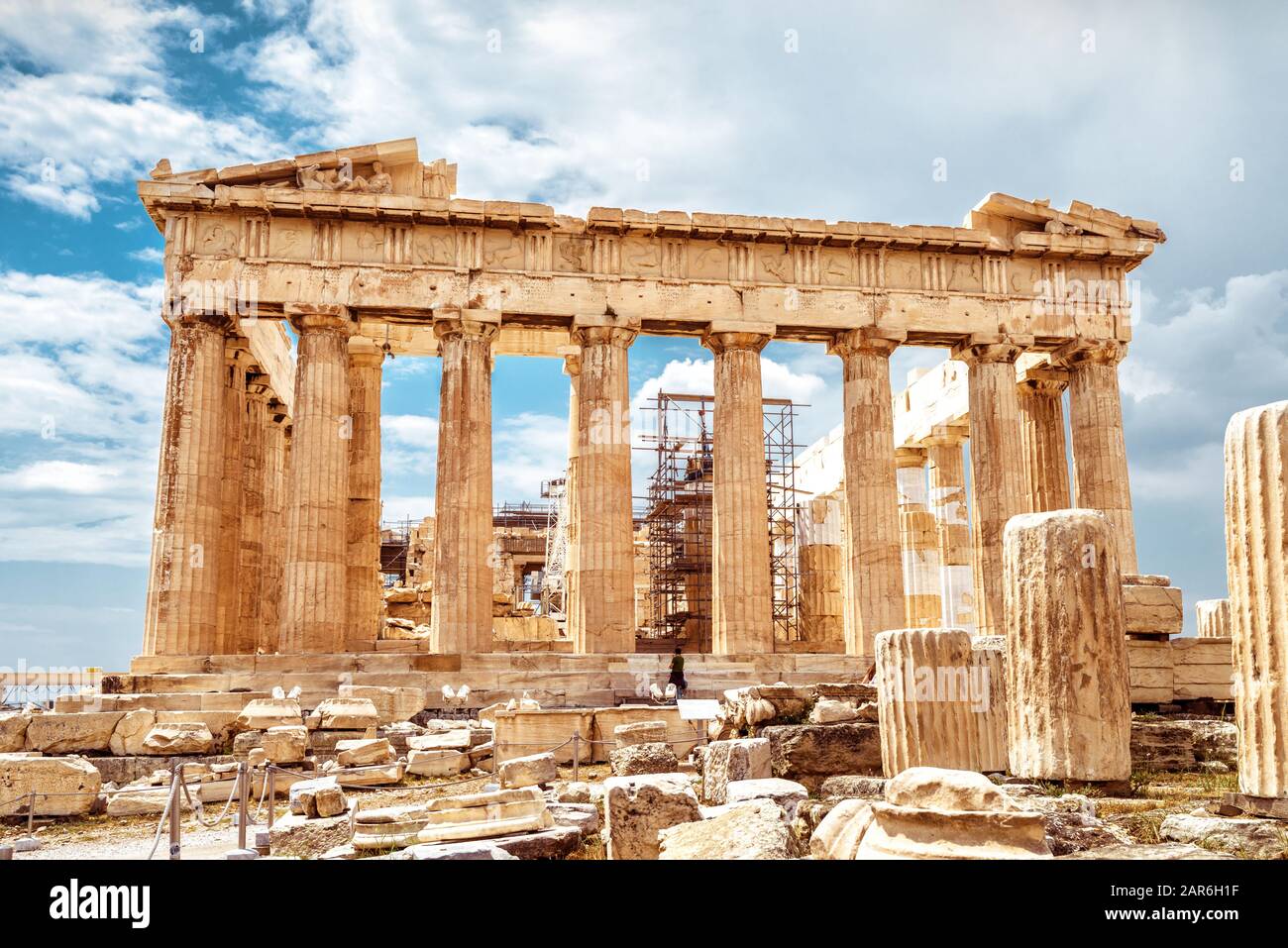 Parthenon on the Acropolis of Athens Greece. Ancient Parthenon is the main landmark of Athens. Ruins of the famous temple of Athena in sunlight. Clas Stock Photo Alamy