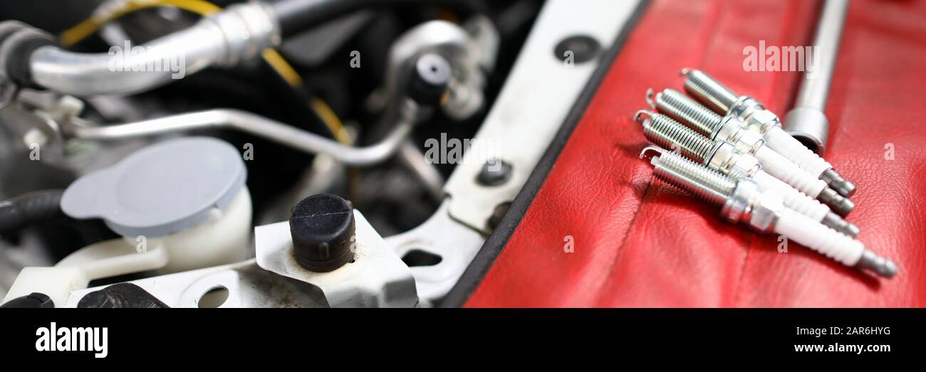 Shiny spark plugs Stock Photo Alamy