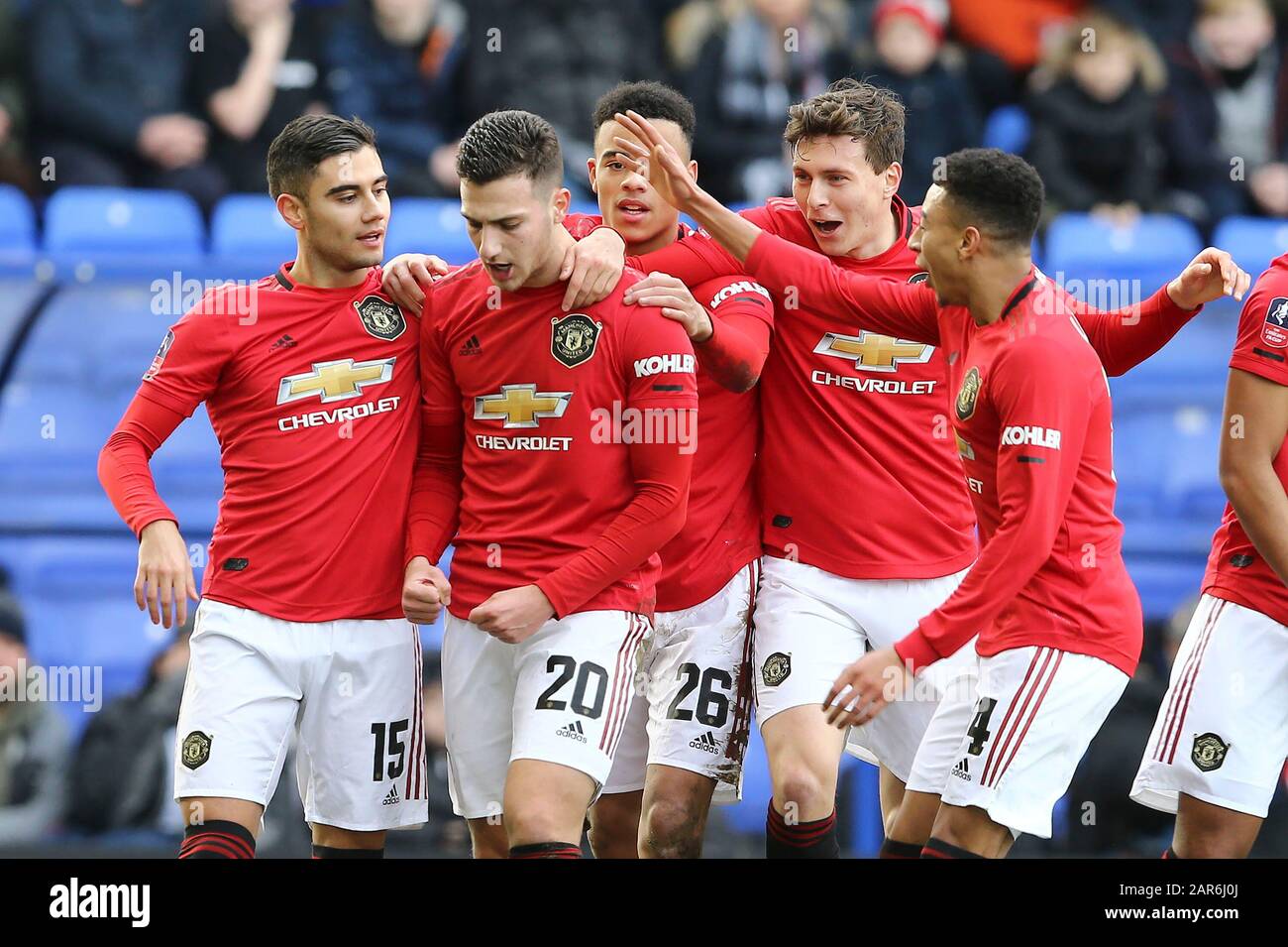 Birkenhead Uk 26th Jan 2020 Diogo Dalot Of Manchester United 2nd From Left Celebrates With His