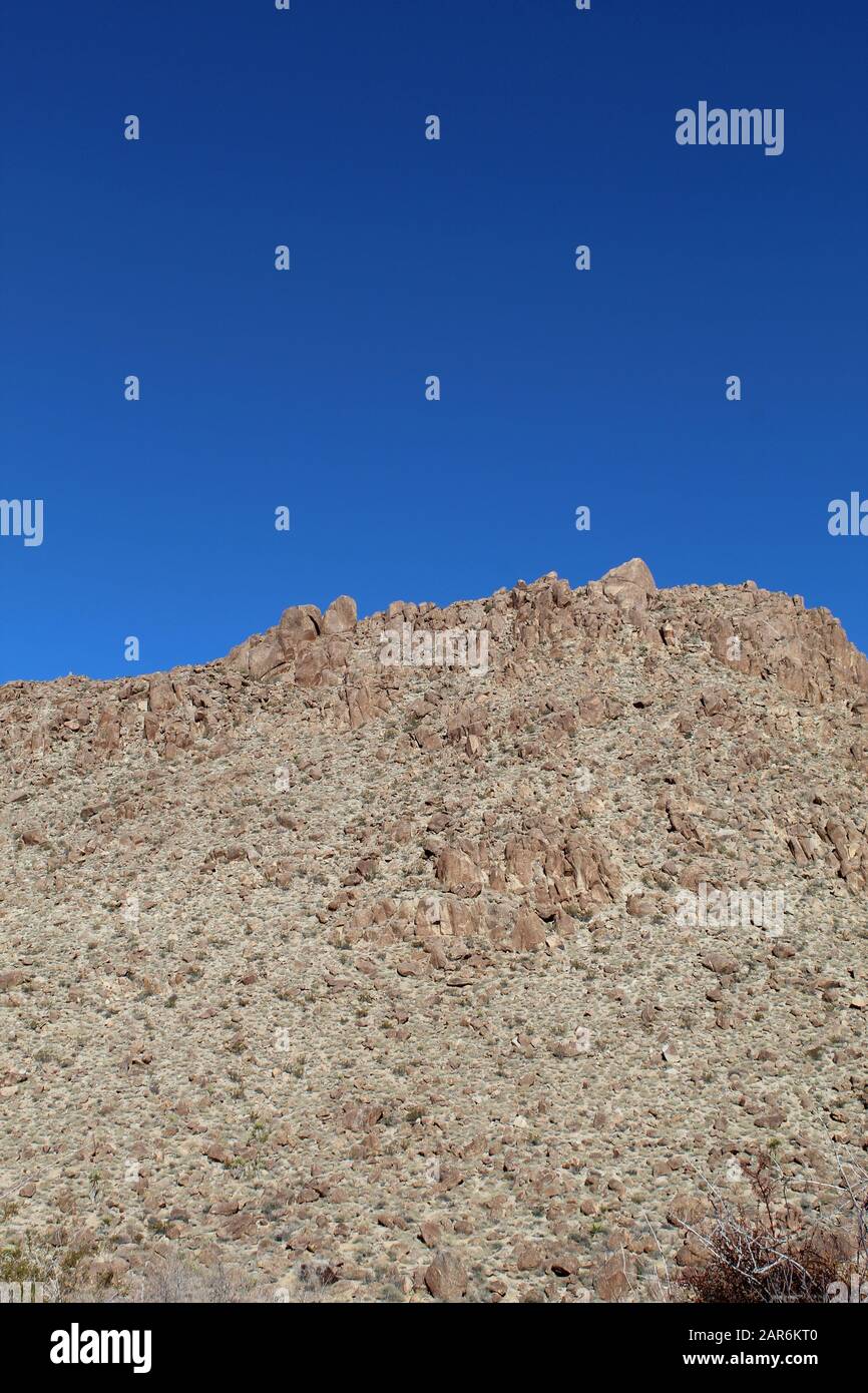 Below The Deep Blue Southern Mojave Desert Sky Rises Ridges Bounding