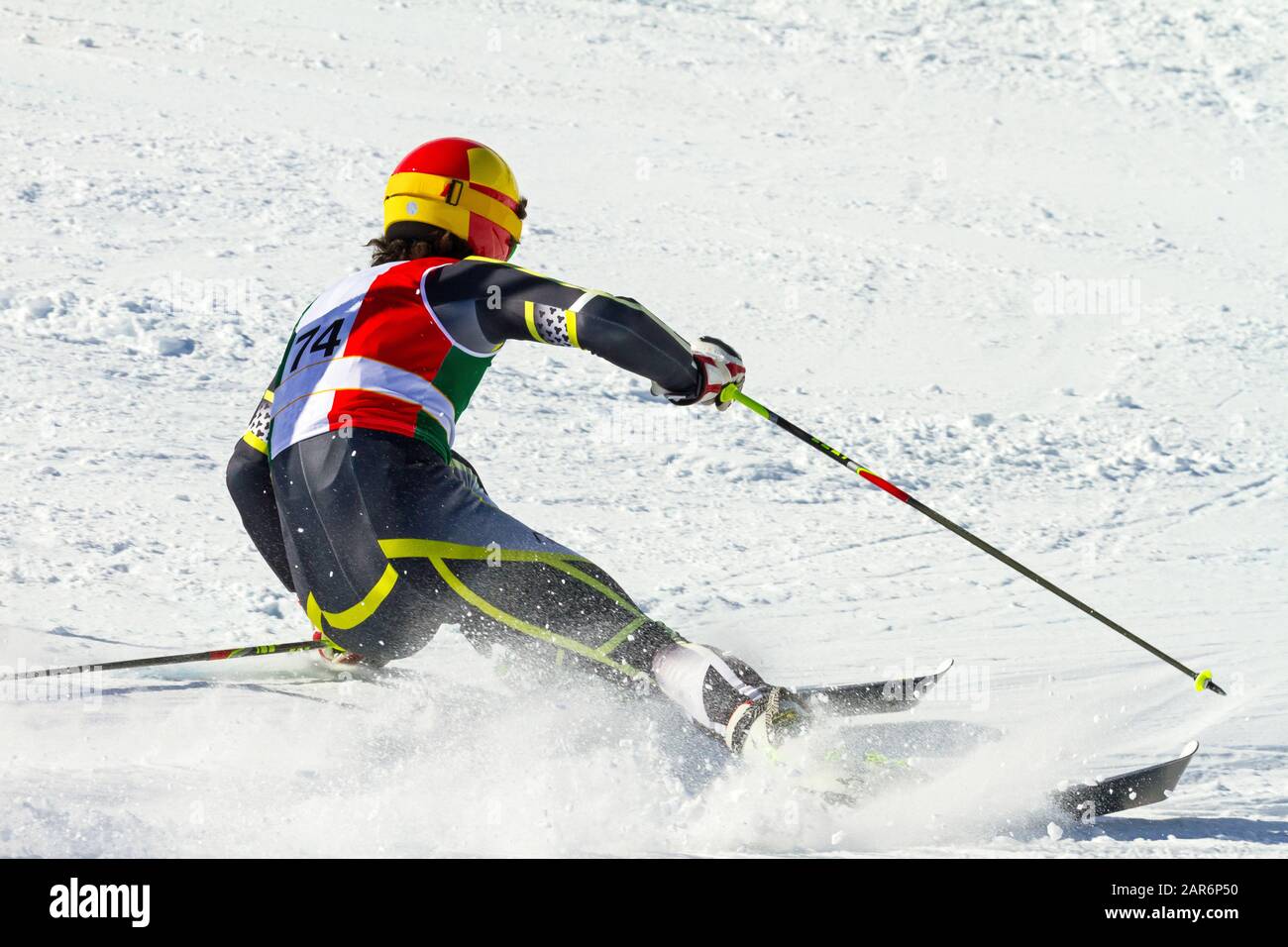 athlete engaged in the race of super g Stock Photo - Alamy