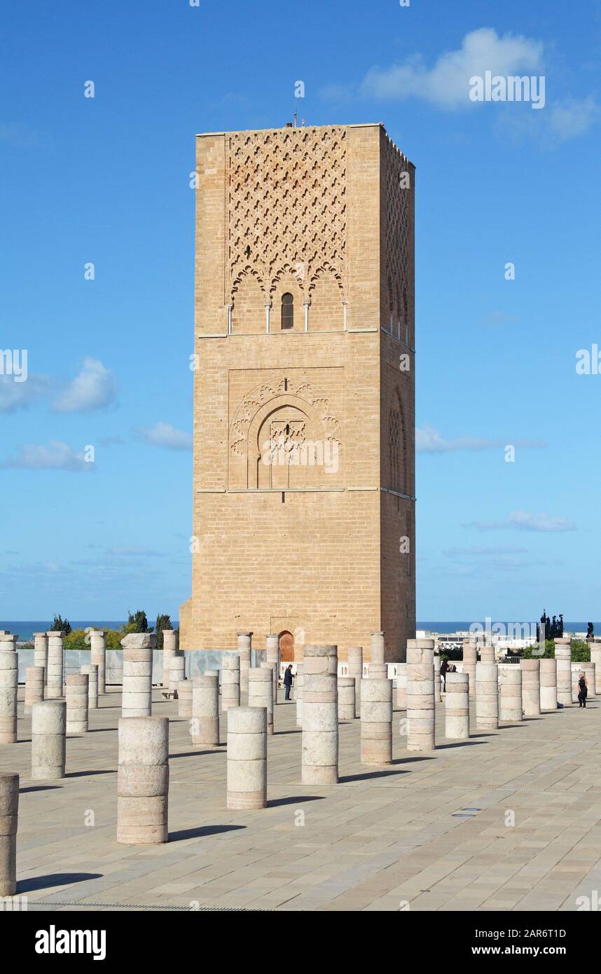 The Hassan Tower, near the Mausoleum of Mohammed V, Rabat, Morocco Stock Photo