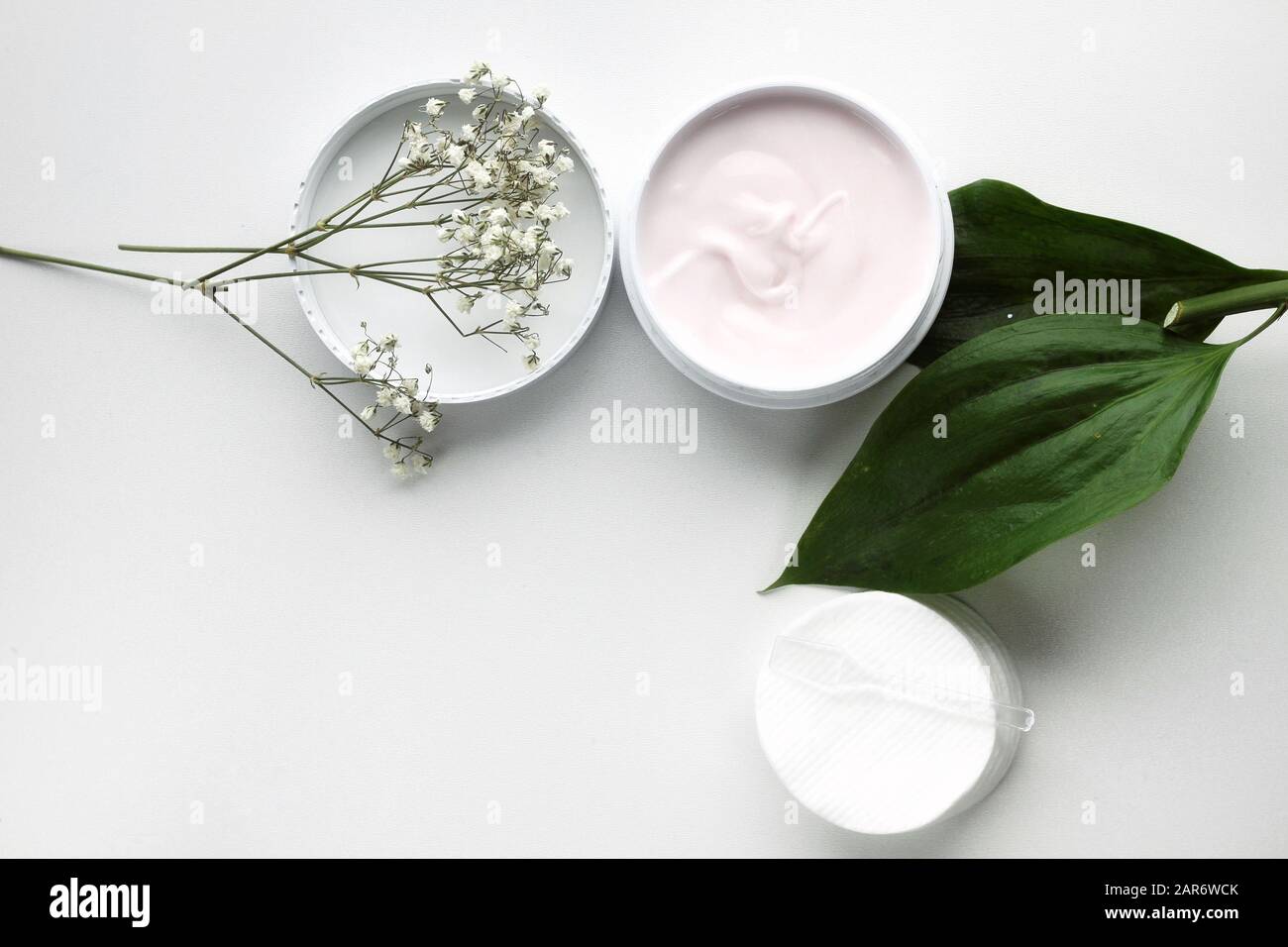 Love Yourself Organic Skincare Products On Minimalistic Background 