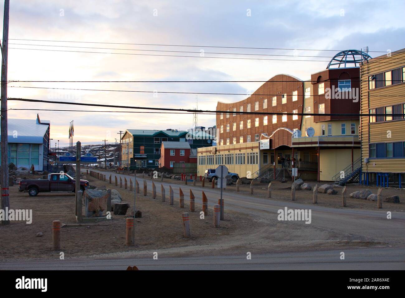 City center of Iqaluit, Nunavut, Canada Stock Photo