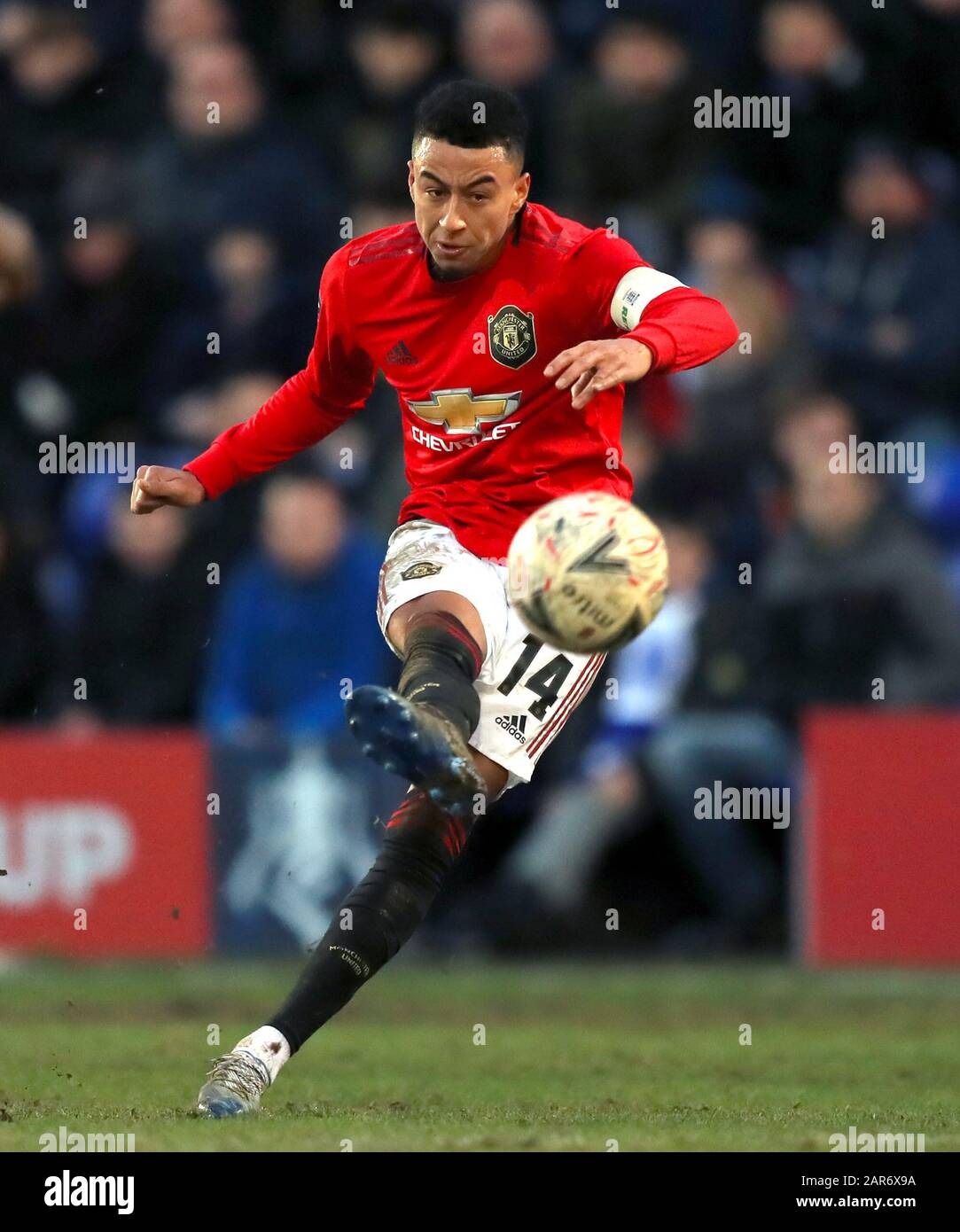 Manchester United's Jesse Lingard during the FA Cup fourth round match at Prenton Park, Birkenhead. Stock Photo