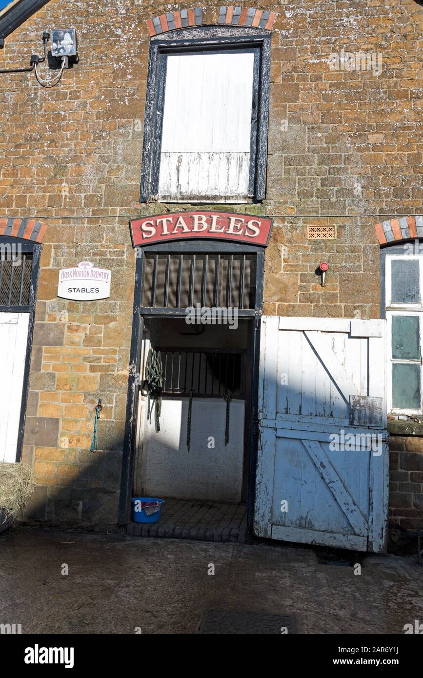 The stables where the two Shire horse are kept at the family owned