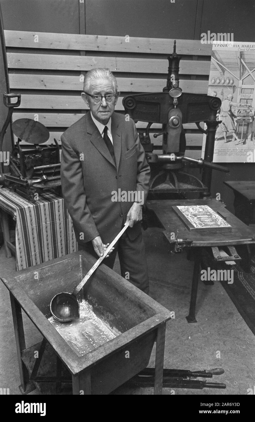 New building Jos Neve Mr Jos Neve at his hand casting machine Date: 8 October 1968 Keywords: devices Stock Photo