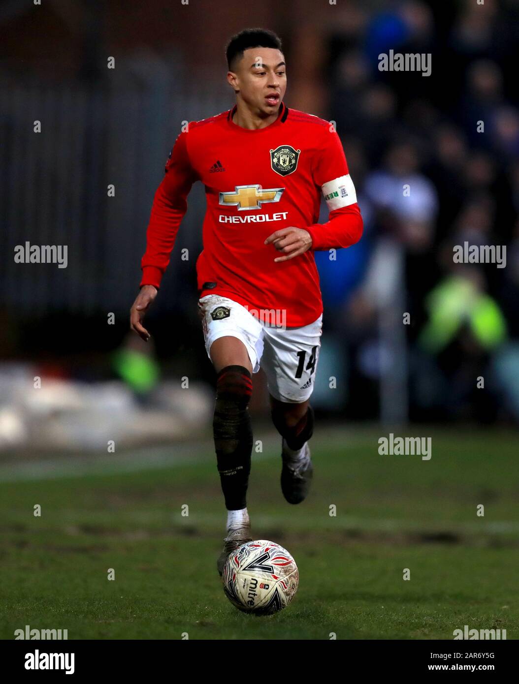 Manchester United's Jesse Lingard during the FA Cup fourth round match at Prenton Park, Birkenhead. Stock Photo