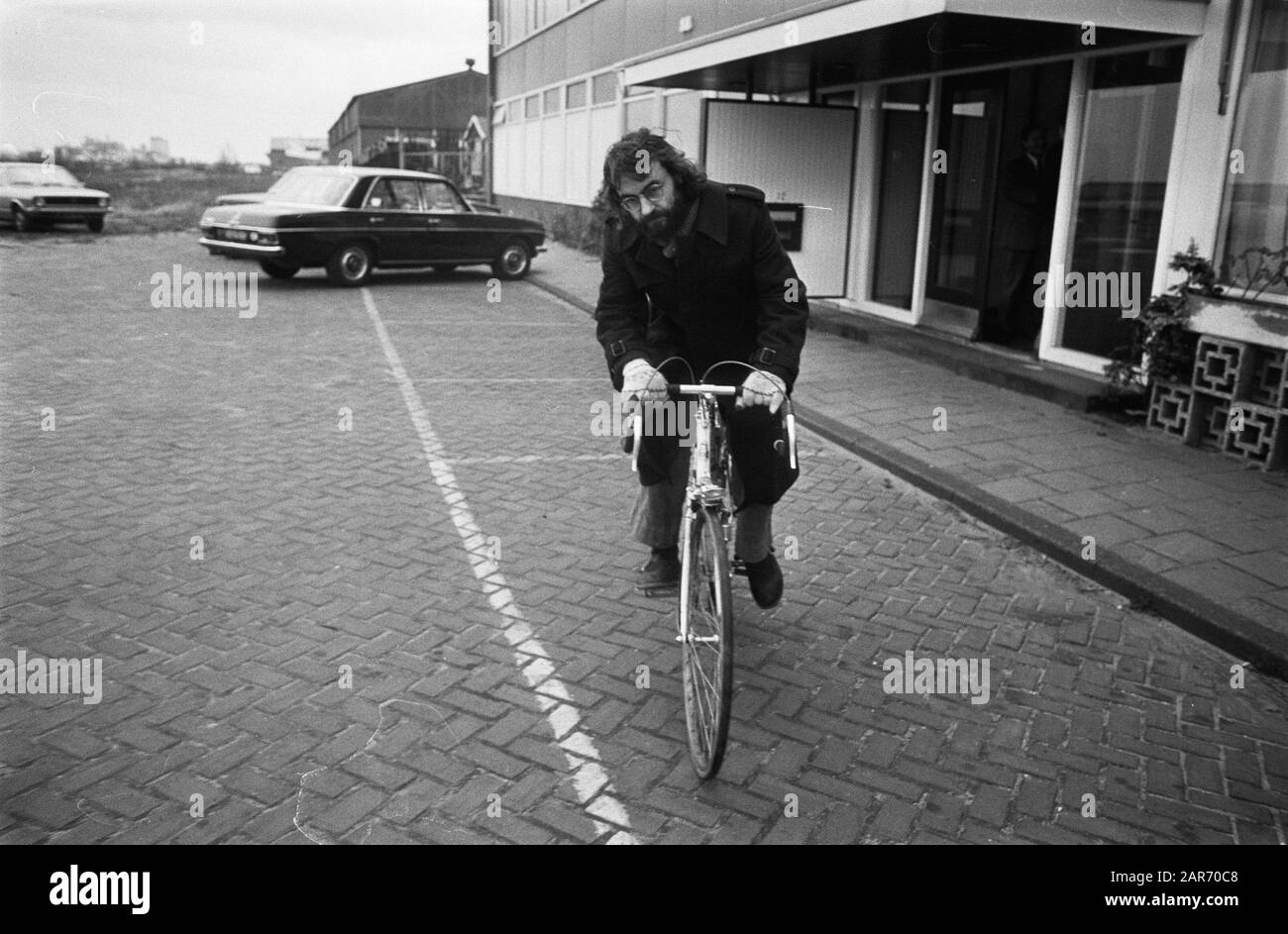 Alderman Roel van Duijn strikes first pole for installa for the processing of end-of-life vehicles at Hollandias Autowrecks BV in Amsterdam, December 18, 1974; Stock Photo