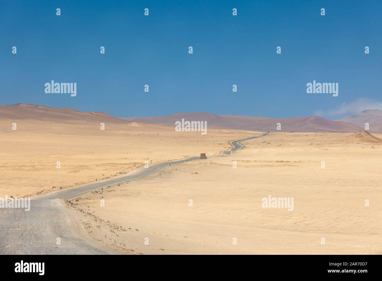 Paracas National Reserve, desert in the road. Stock Photo