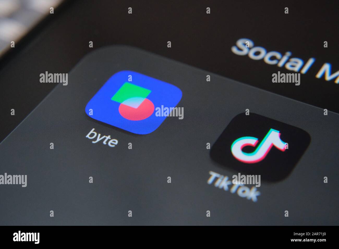 Byte App And Tiktok App In The Corner Of Smartphone Byte Is The Sequel To Vine App And Potential Competitor To Tiktok Stock Photo Alamy