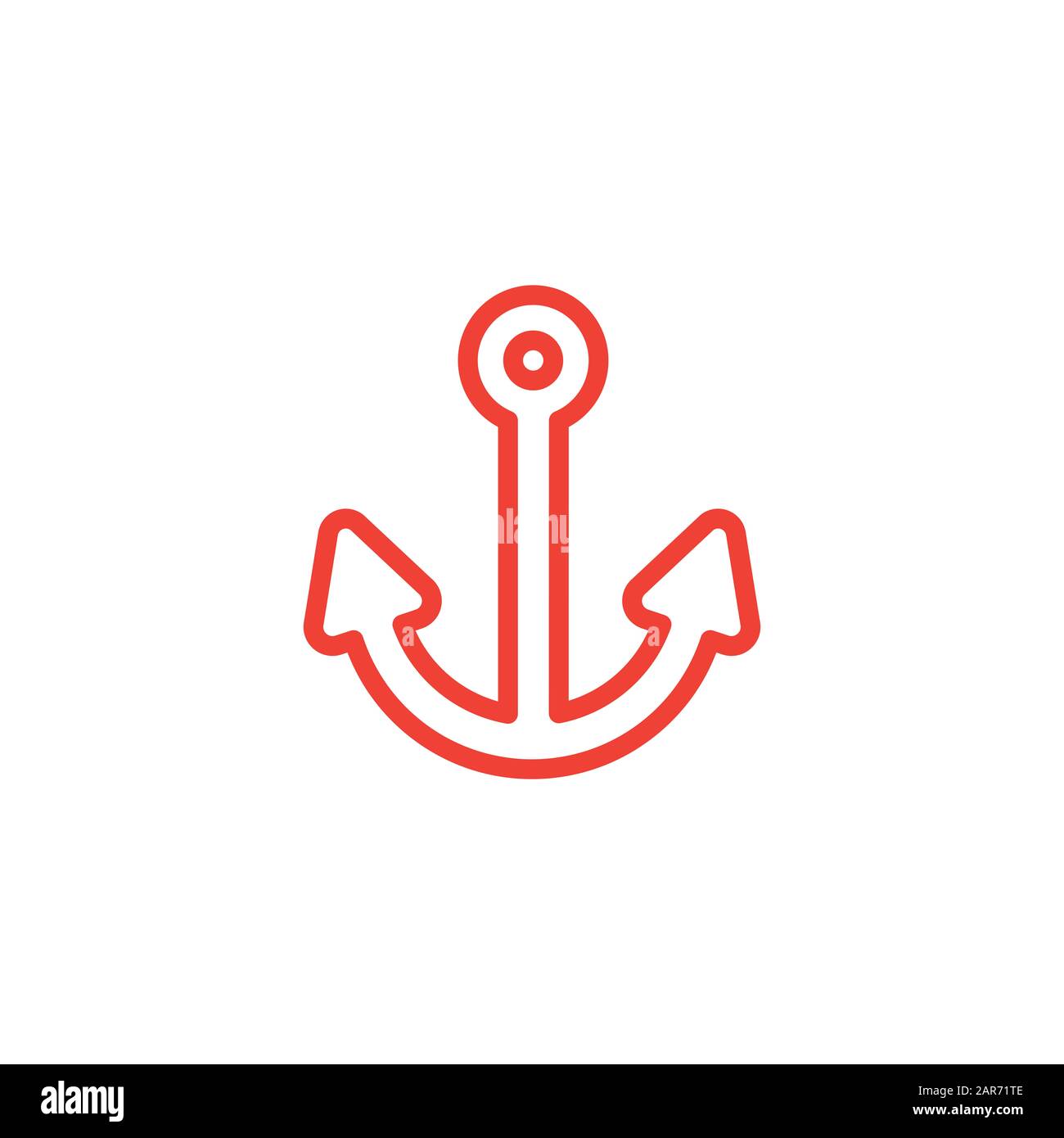 Anchor Line Red Icon On White Background. Red Flat Style Vector ...