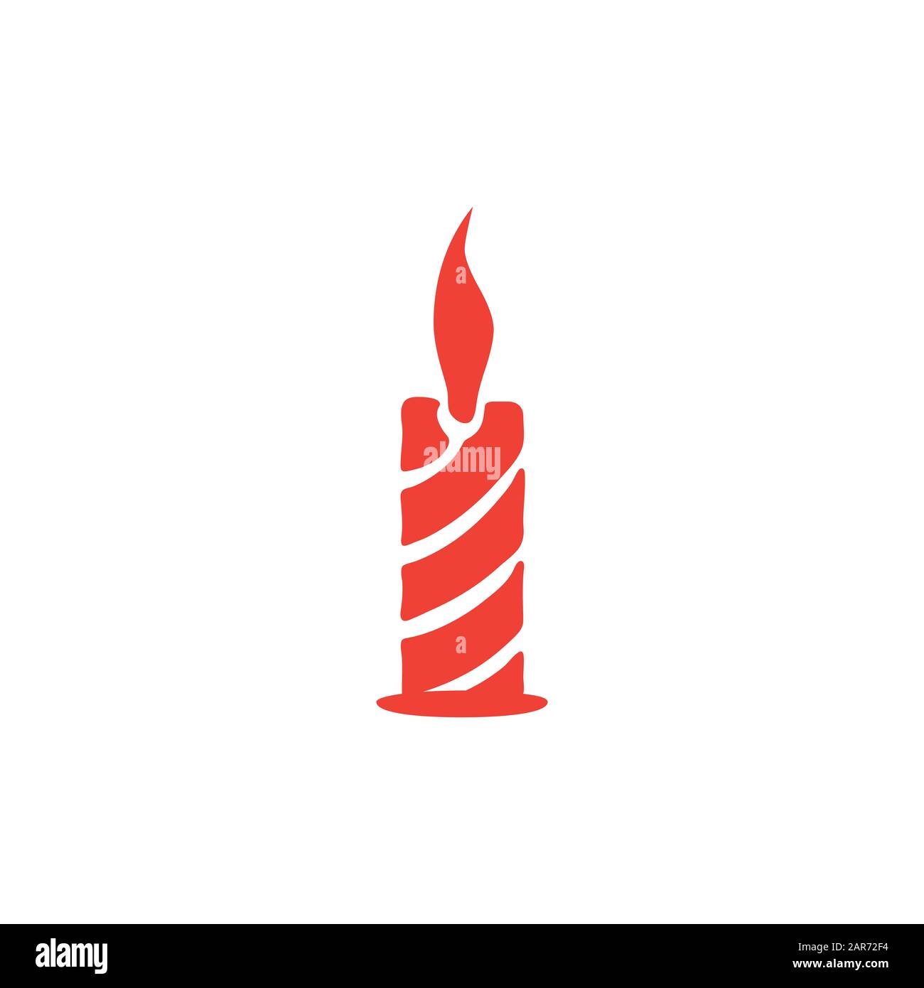 Candle Red Icon On White Background. Red Flat Style Vector Illustration