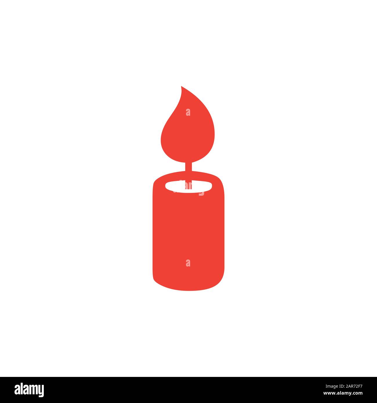Candle Red Icon On White Background. Red Flat Style Vector Illustration