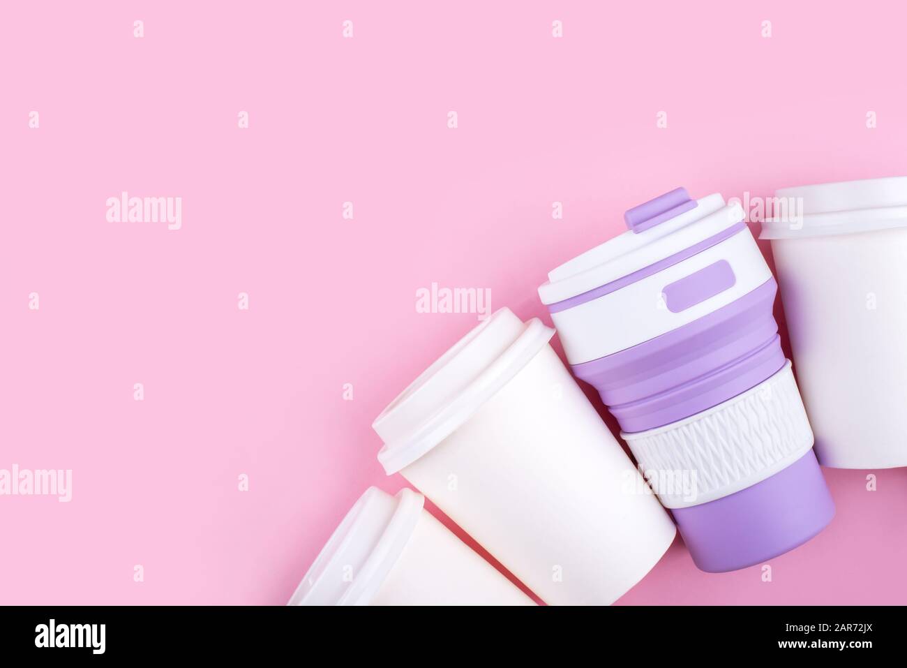 Reusable coffee cup vs disposable cups Stock Photo Alamy