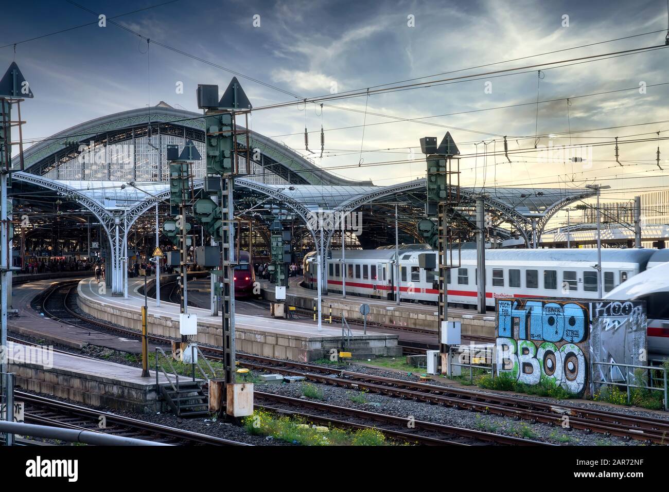 Cologne, Germany, 09/15/2019: Deutsche Bahn trains at central railway station of Cologne Stock Photo