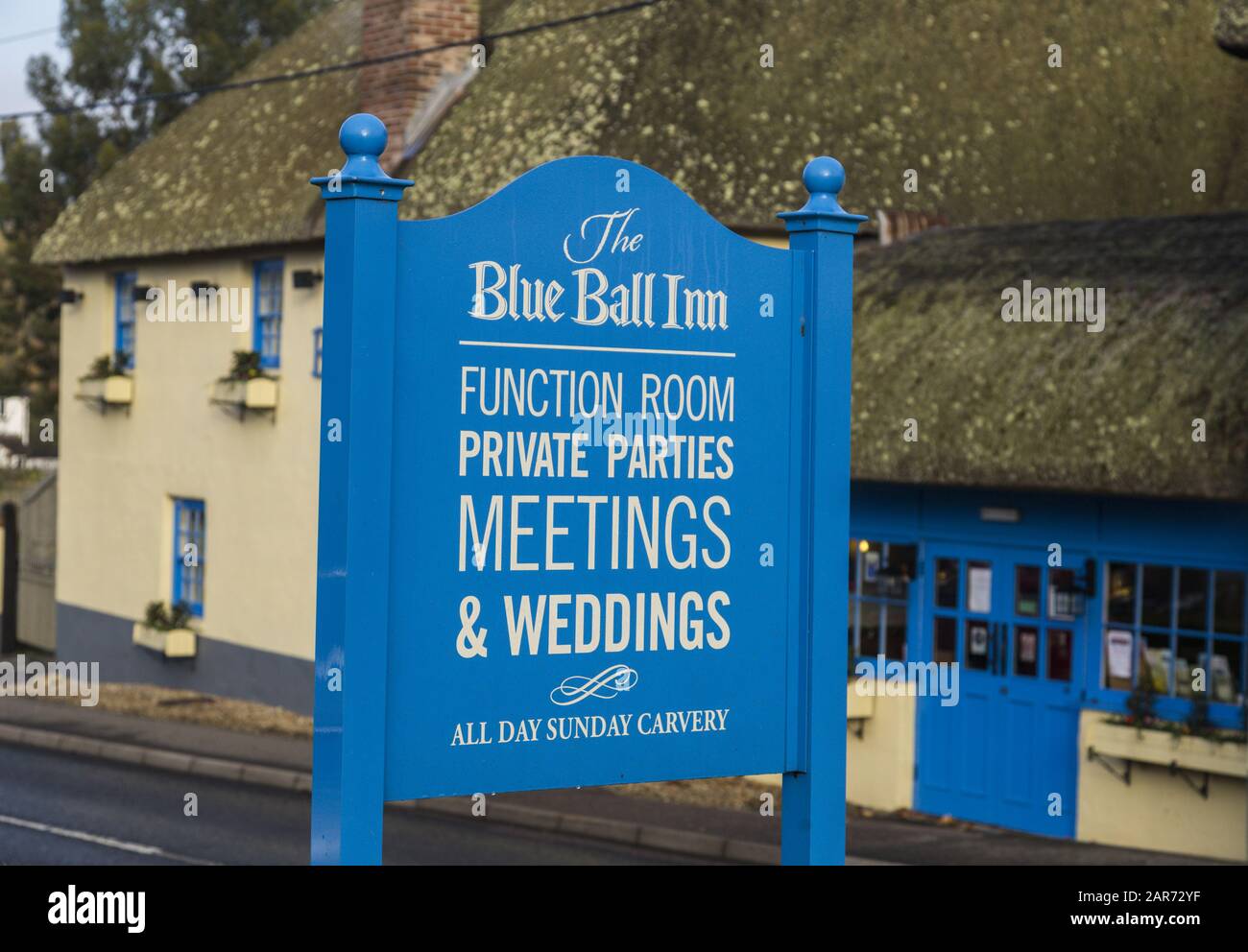 The Blue Ball Inn, Sidford, pub near Sidmouth, Devon, UK, part of Punch  Taverns Stock Photo - Alamy