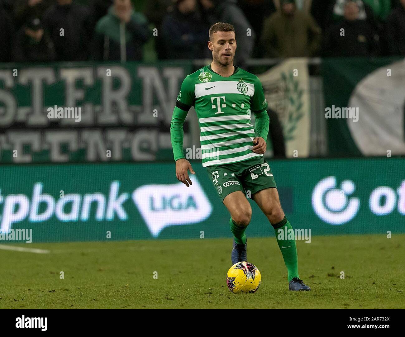 Miha Blazic of Ferencvarosi TC controls the ball during the