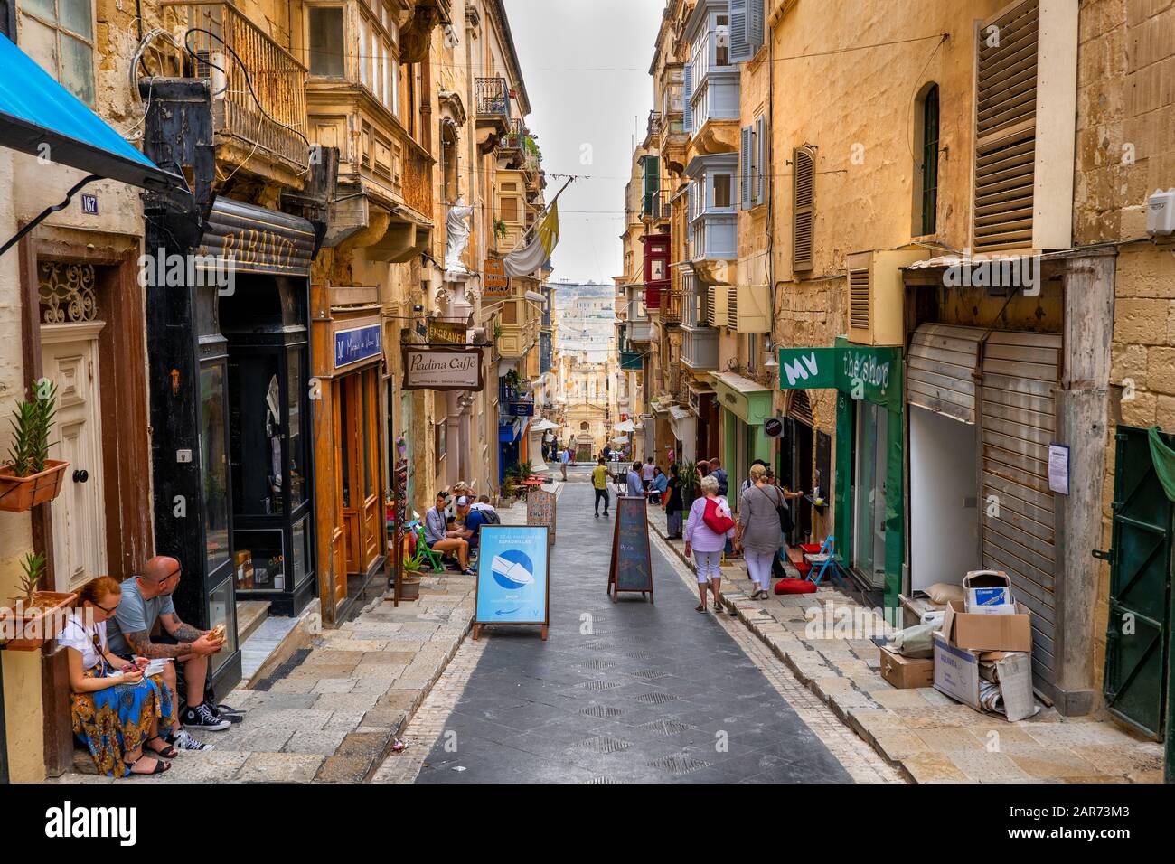St Lucia Street in Valletta city, Malta Stock Photo