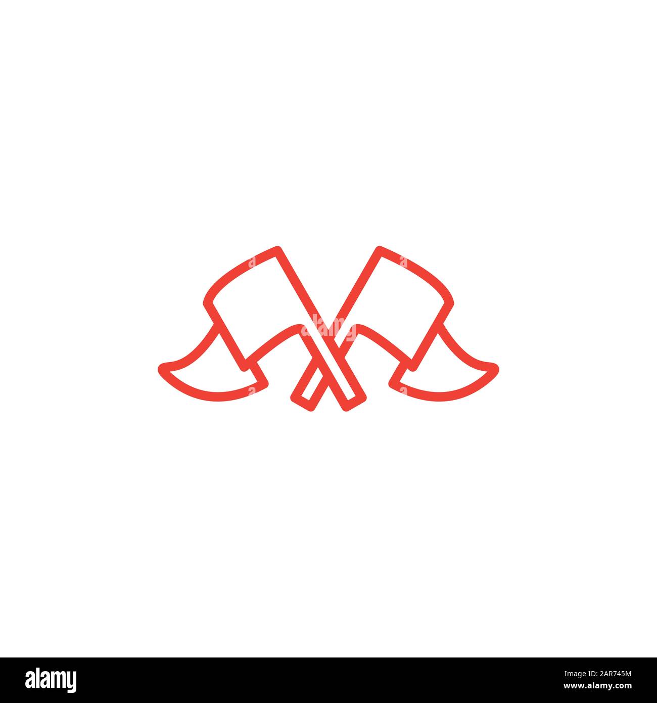 Crossed Flags Line Red Icon On White Background. Red Flat Style Vector ...