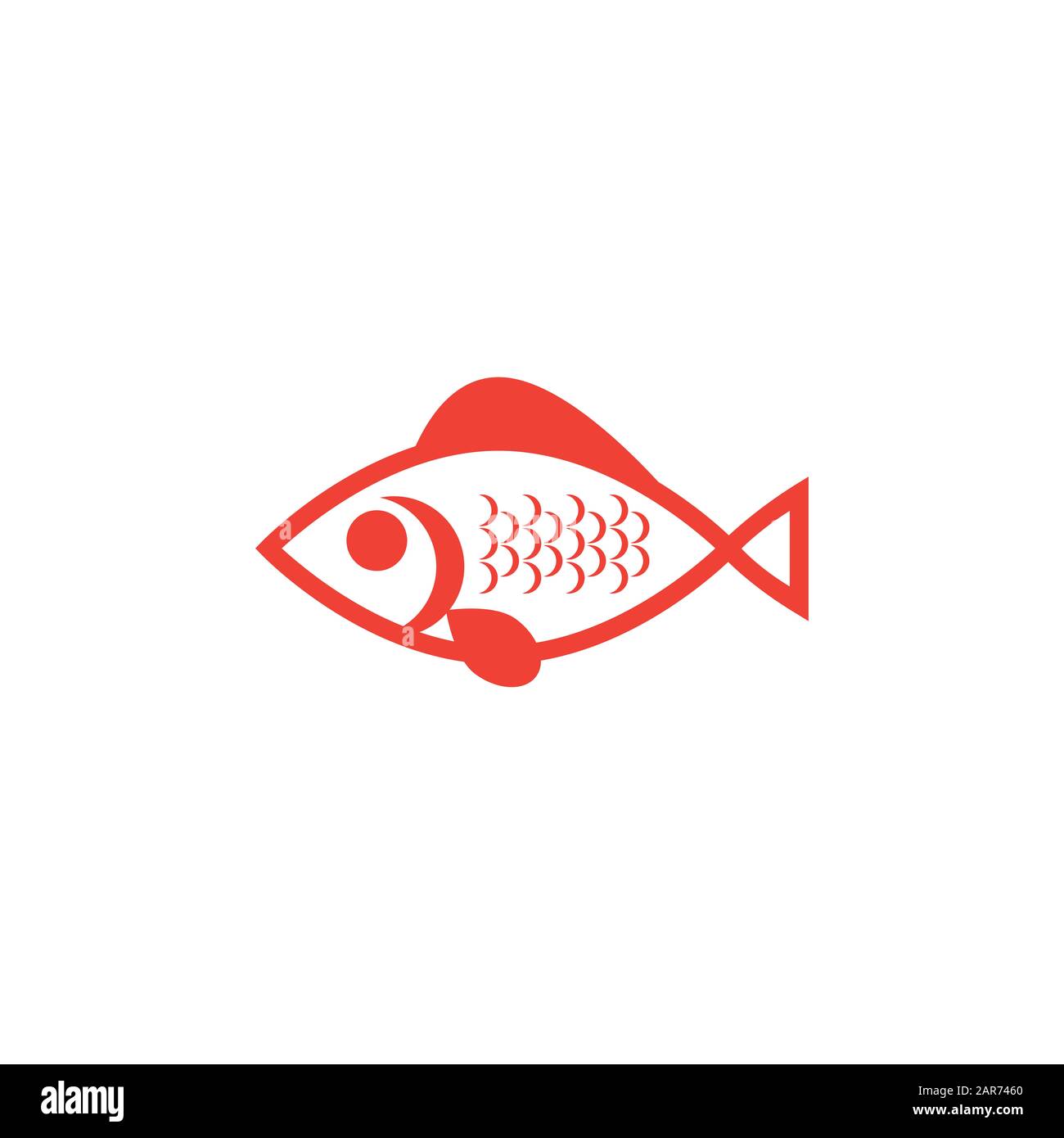 Fish Red Icon On White Background. Red Flat Style Vector Illustration ...