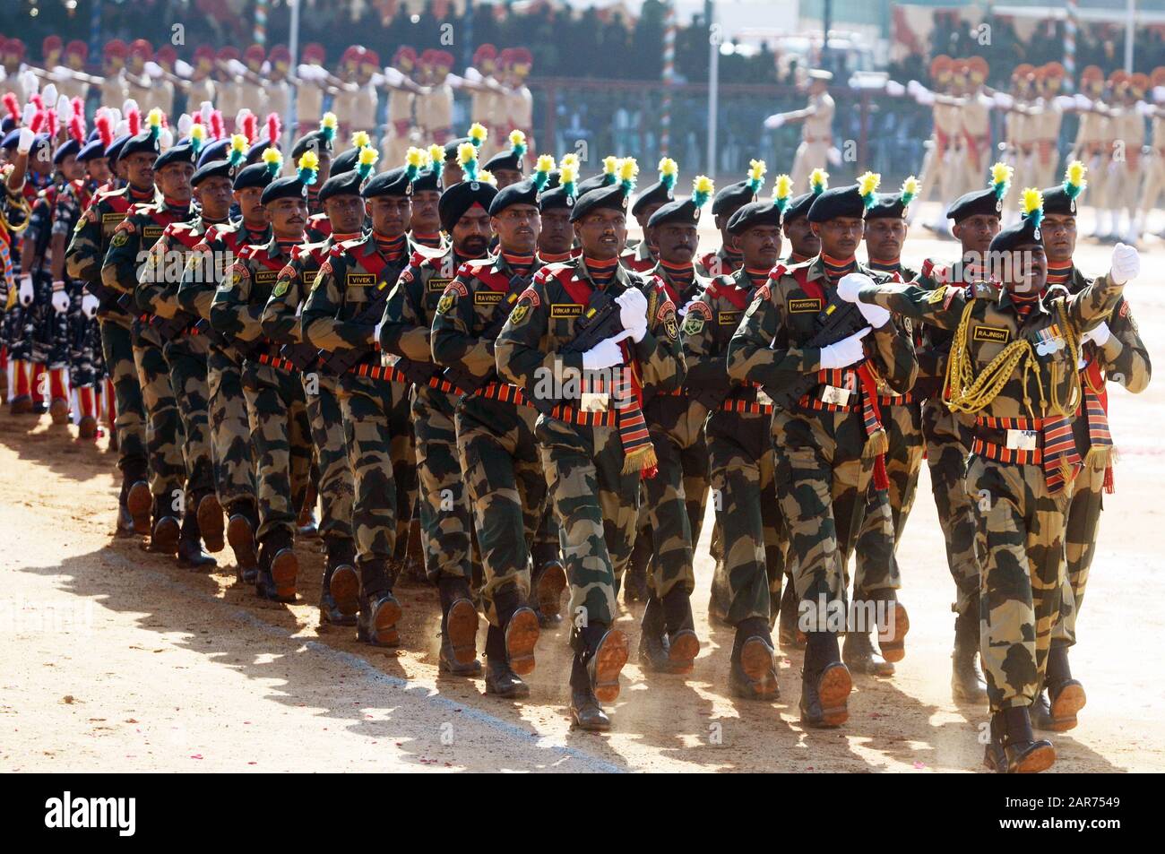 Bangalore, India. 26th Jan, 2020. Indian soldiers march during a ...