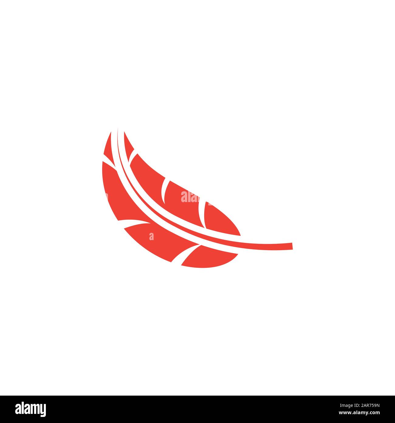Leaf Red Icon On White Background. Red Flat Style Vector Illustration ...